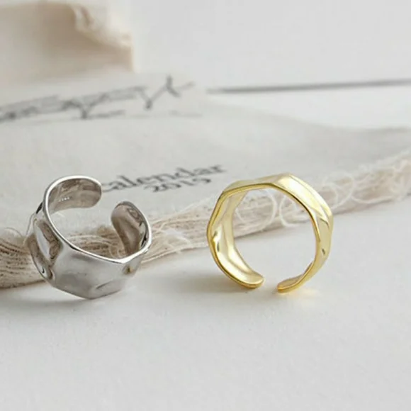 NEW Thick 18k Gold Hammered Adujstable Band Ring - Picture 10 of 11